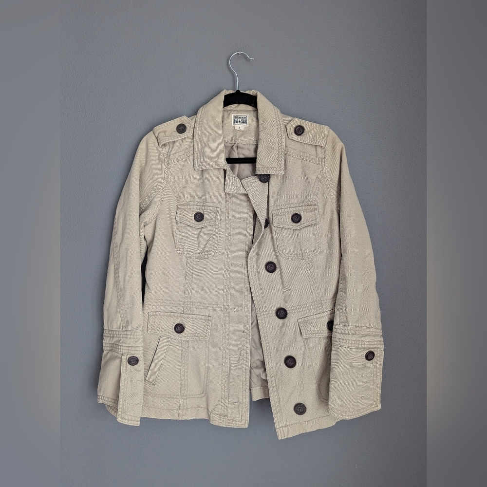 Vintage Converse one star khaki collared button front jacket size small